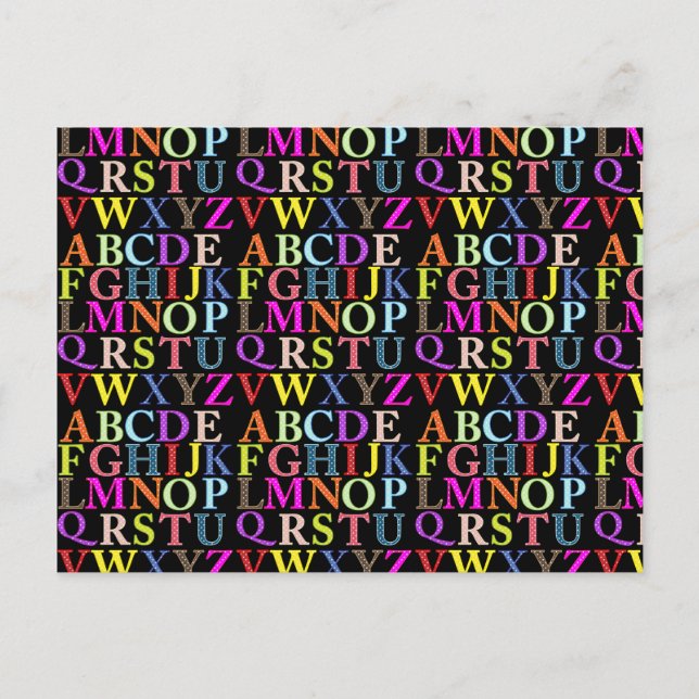 Rainbow Alphabet Postcard (Front)