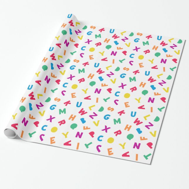 Rainbow Alphabet Scramble Wrapping Paper (Unrolled)