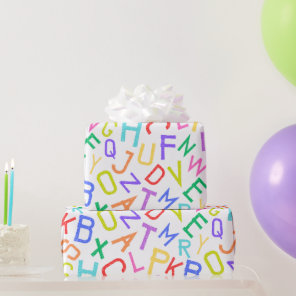 Rainbow Alphabet Soup ABC Kids Wrapping Paper