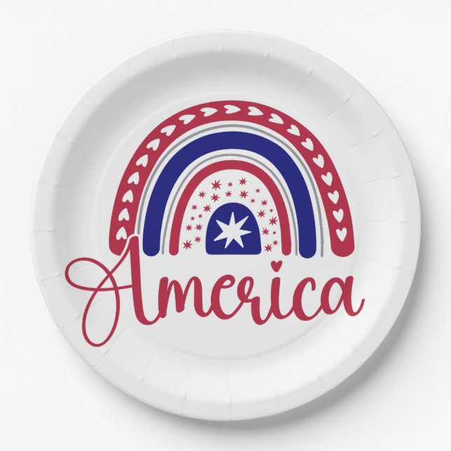 Rainbow America  Paper Plates (Front)