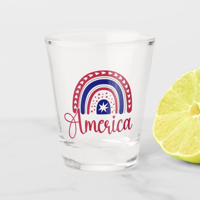 Rainbow America  Shot Glass (Front)