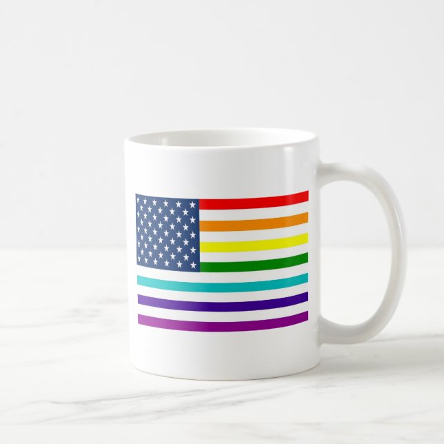Rainbow American Flag Coffee Mug (Right)