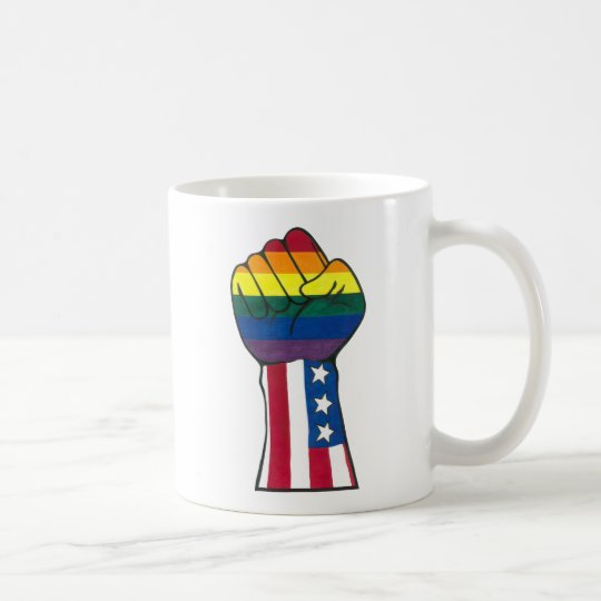 rainbow/American flag fist Coffee Mug