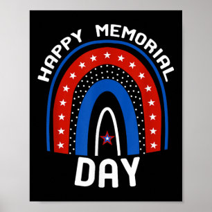 Rainbow American Flag Happy Memorial Day Us Flag P Poster