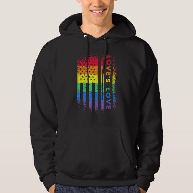 Rainbow American Flag Loves Love Pride Hoodie (Front)