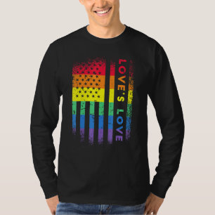 Rainbow American Flag Loves Love Pride T-Shirt