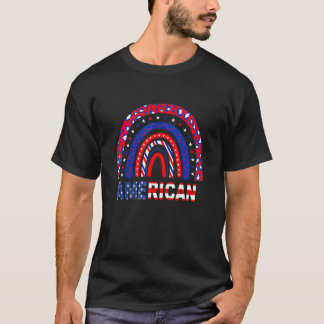 Rainbow American Flag Patriotic Happy 4th Of July T-Shirt