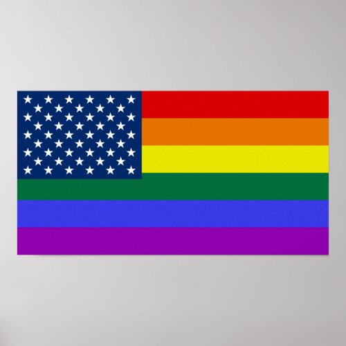 Rainbow American Flag Poster