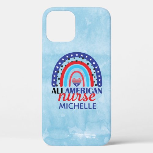 Rainbow American Nurse Personalized iPhone 12 Pro Case