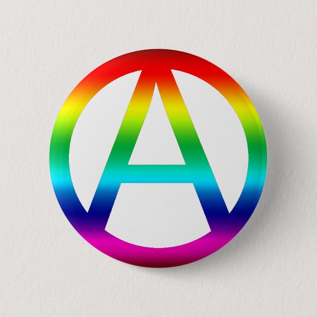 Rainbow Anarchy Symbol Pinback Button (Front)