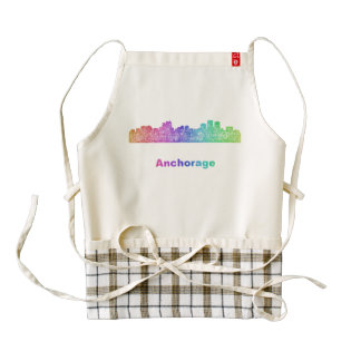 Rainbow Anchorage skyline Zazzle HEART Apron