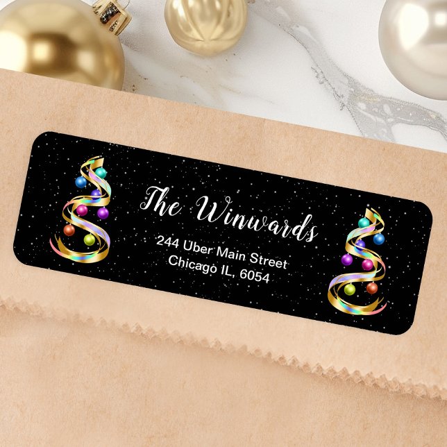 Rainbow and Black Christmas Ornament Label (Creator Uploaded)