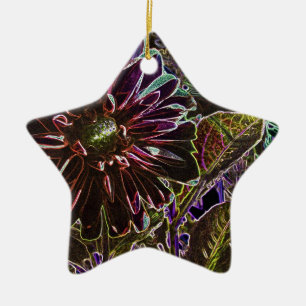 Rainbow and Black Dahlia Ceramic Ornament