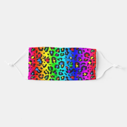 Rainbow and Black Leopard Print Pattern Adult Cloth Face Mask