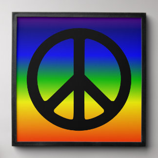 Rainbow and Black Peace Symbol Peel And Stick Photo Tile