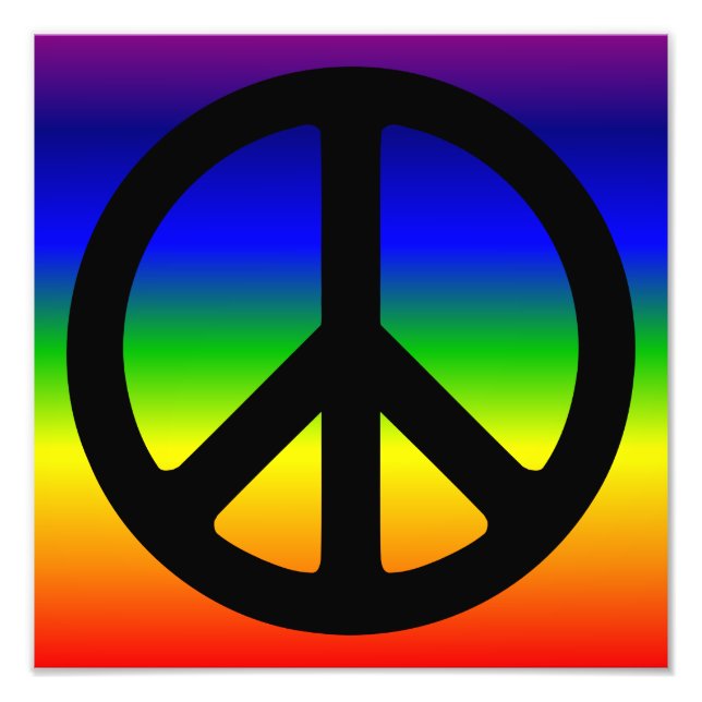 Rainbow and Black Peace Symbol Photo Print (Front)