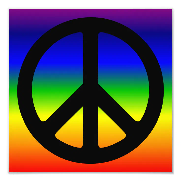 Rainbow and Black Peace Symbol Photo Print | Zazzle