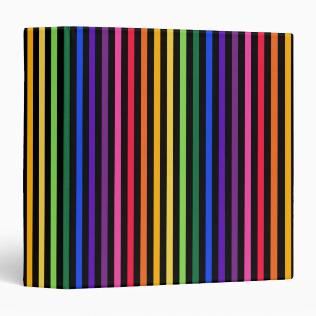 Rainbow and black stripes 3 ring binder (Front/Spine)