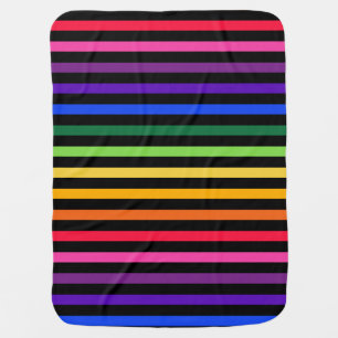 Rainbow and black stripes baby blanket