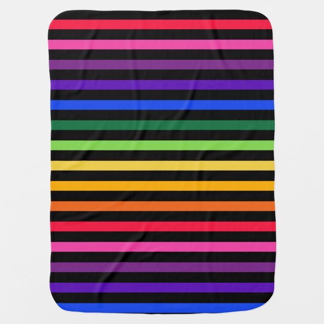 Rainbow and black stripes baby blanket (Front)
