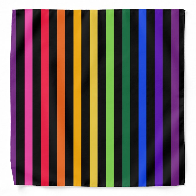 Rainbow and black stripes bandana (Front)