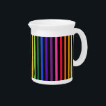 Rainbow and black stripes beverage pitcher<br><div class="desc">Rainbow and black stripes</div>