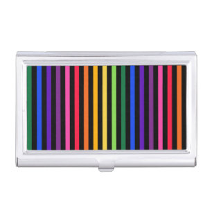 Rainbow and black stripes business card case