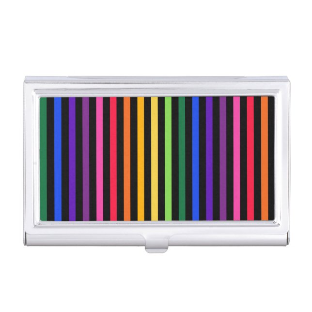 Rainbow and black stripes business card case (Front)