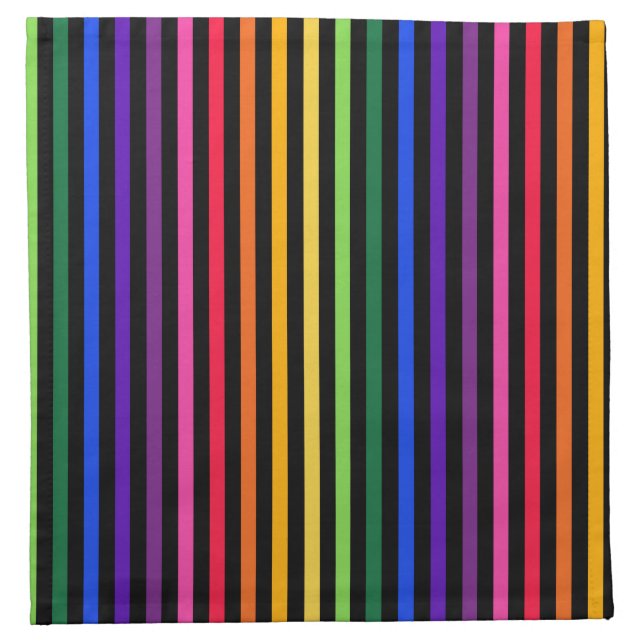 Rainbow and black stripes cloth napkin (Front)