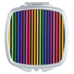 Rainbow and black stripes compact mirror