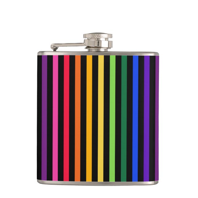 Rainbow and black stripes flask (Front)