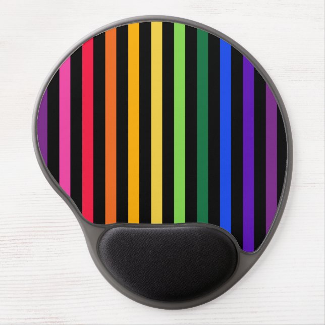 Rainbow and black stripes gel mouse pad (Front)