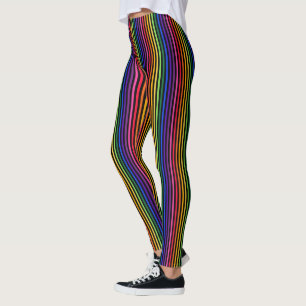 Rainbow and black stripes leggings