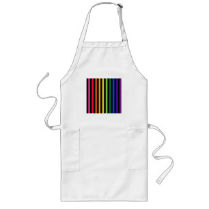 Rainbow and black stripes long apron