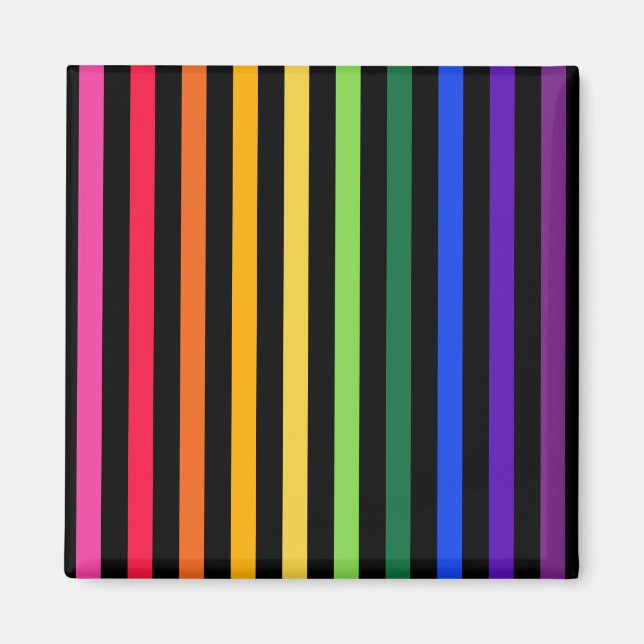 Rainbow and black stripes magnet (Front)