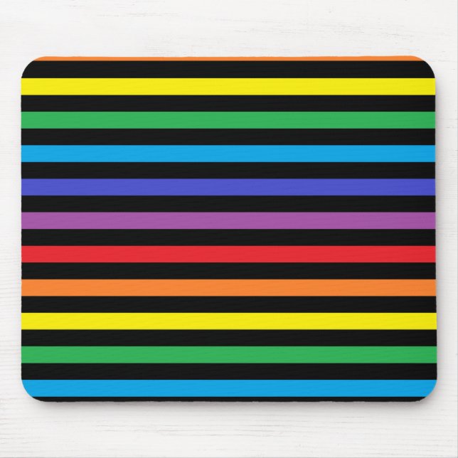 Rainbow and Black Stripes Mousepad (Front)