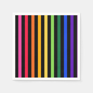 Rainbow and black stripes napkins