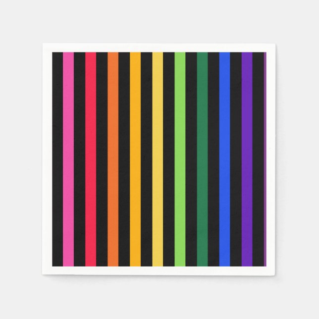 Rainbow and black stripes napkins (Front)