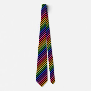 Rainbow and black stripes neck tie