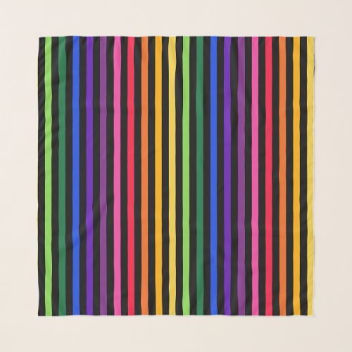 Rainbow and black stripes scarf