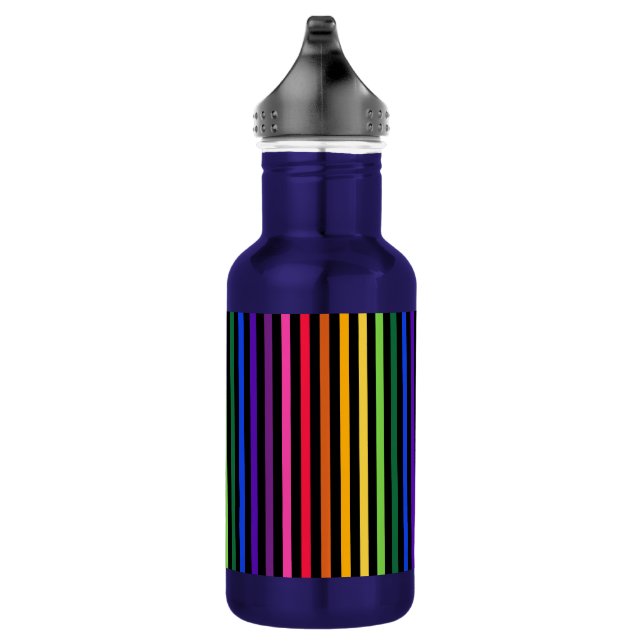 Rainbow and black stripes stainless steel water bottle (Right)