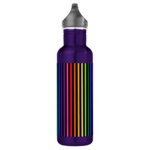 Rainbow and black stripes stainless steel water bottle