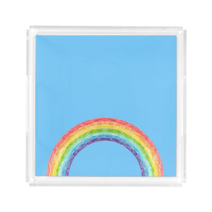 Rainbow and blue sky acrylic tray
