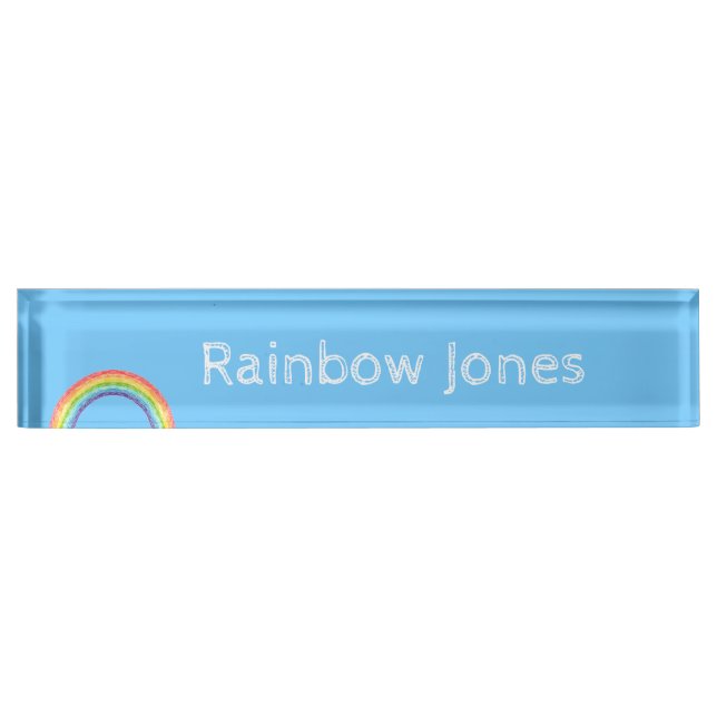 Rainbow and blue sky desk name plate (Front)