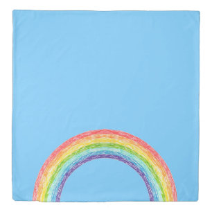 Rainbow and blue sky duvet cover