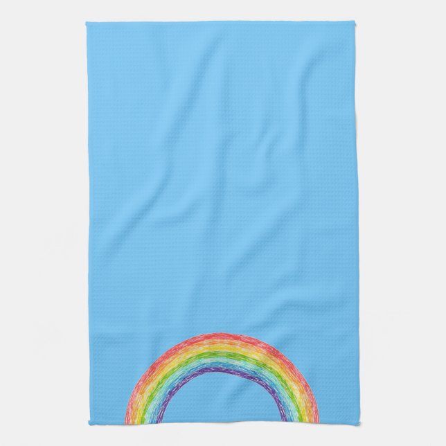 Rainbow and blue sky kitchen towel (Vertical)