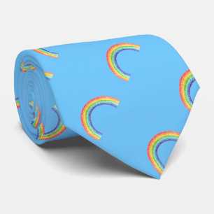 Rainbow and blue sky neck tie