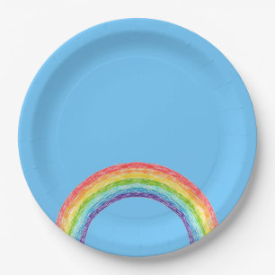 Rainbow and blue sky paper plates