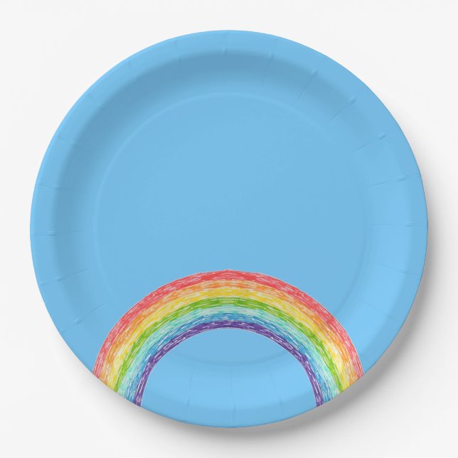 Rainbow and blue sky paper plates (Front)