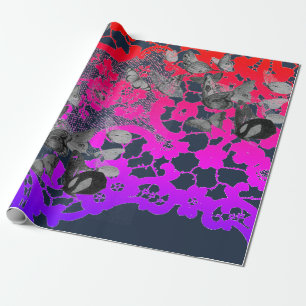 RAINBOW AND BUTTERFLIES ANTIQUE LACE GIFT WRAPPING PAPER